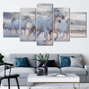 White Horses Wall Art Canvas-Stunning Canvas Prints