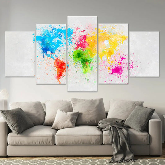 Colorful Watercolor World Map Wall Art-Stunning Canvas Prints