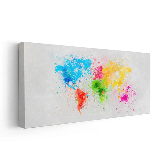 Colorful Watercolor World Map Wall Art-Stunning Canvas Prints