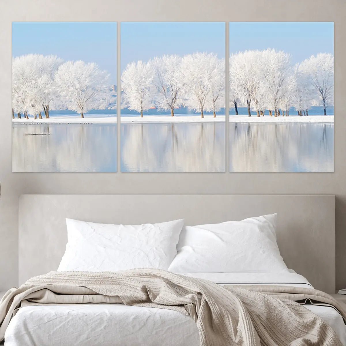 Snowy Forest Lake Wall Art Canvas-Stunning Canvas Prints