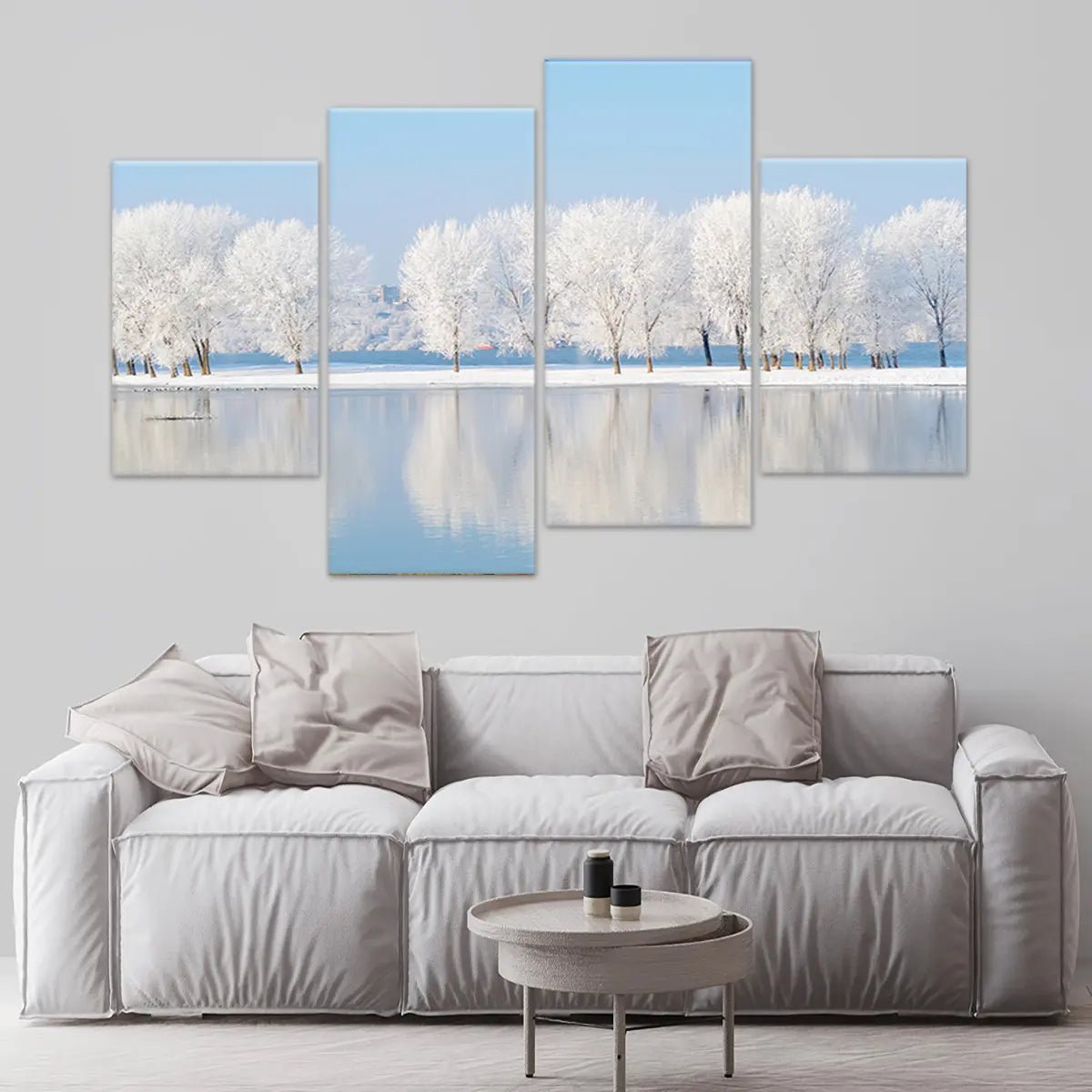 Snowy Forest Lake Wall Art Canvas-Stunning Canvas Prints