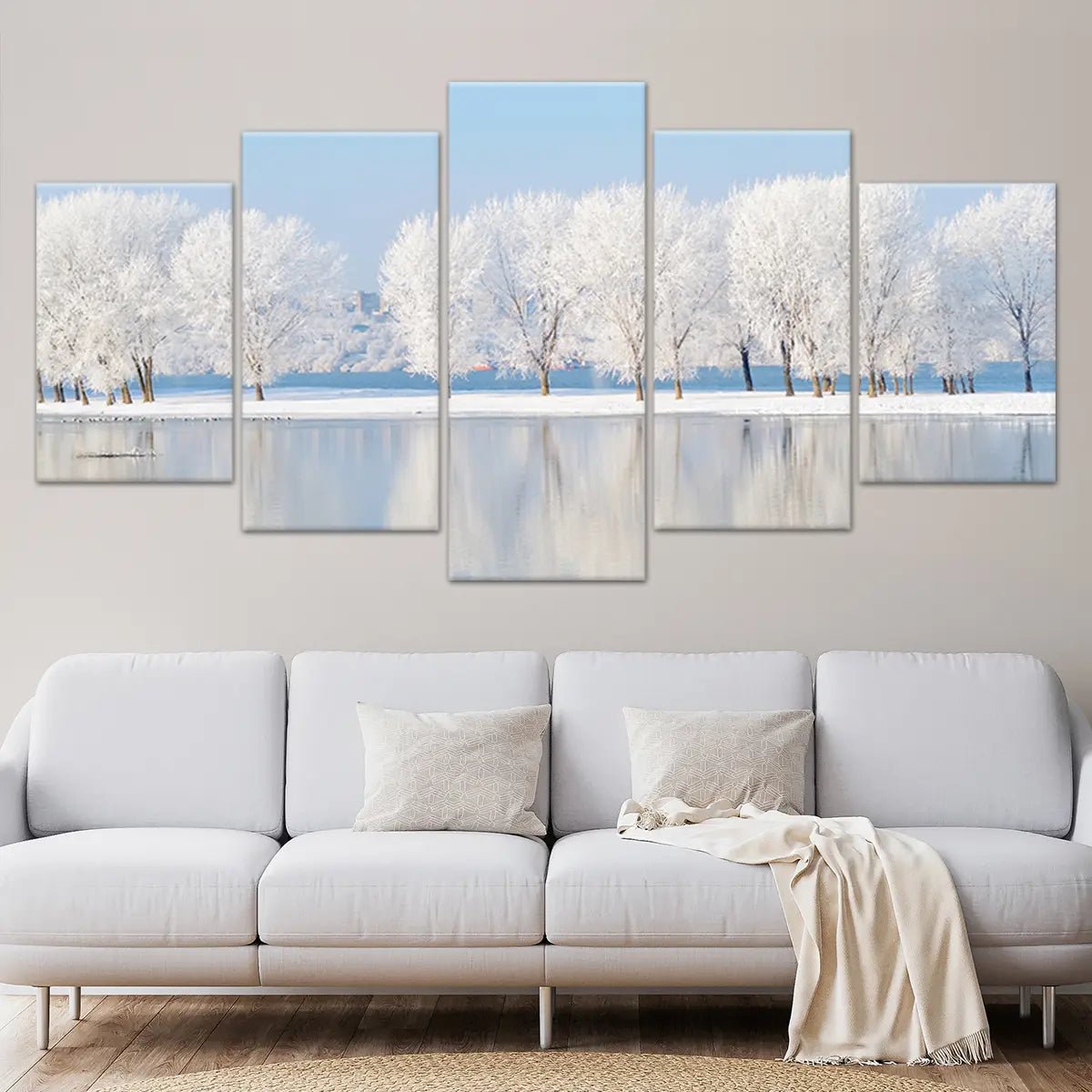 Snowy Forest Lake Wall Art Canvas-Stunning Canvas Prints