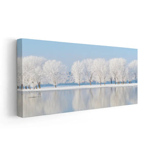 Snowy Forest Lake Wall Art Canvas-Stunning Canvas Prints