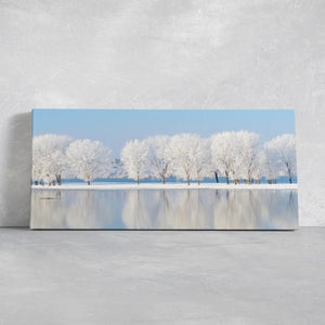 Snowy Forest Lake Wall Art Canvas-Stunning Canvas Prints