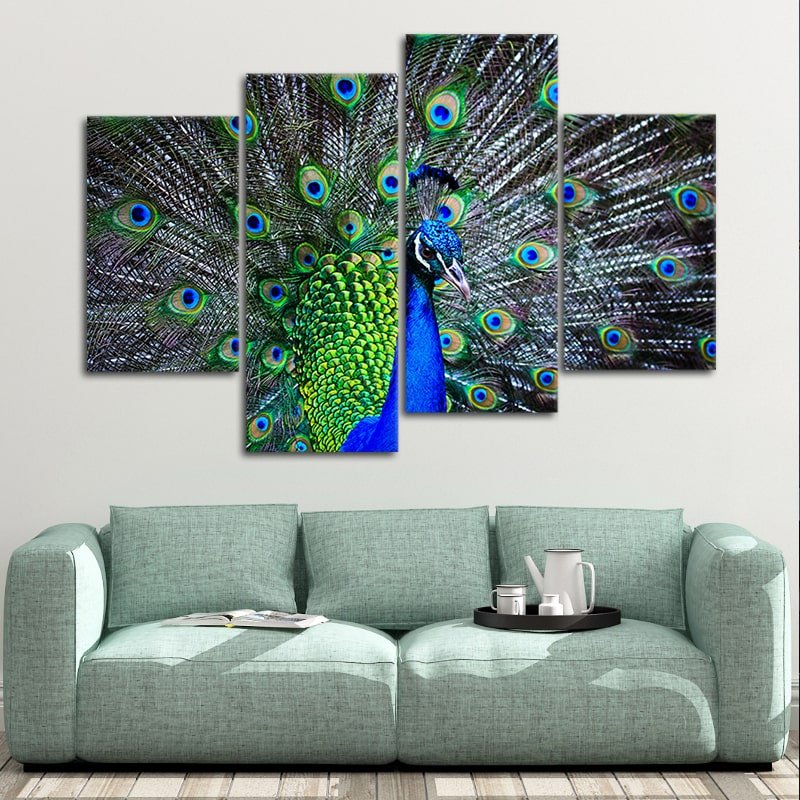 Blue Peacock Feathers Wall Art Canvas-Stunning Canvas Prints