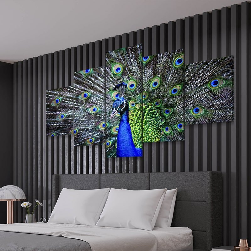 Blue Peacock Feathers Wall Art Canvas-Stunning Canvas Prints