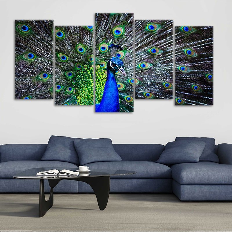 Blue Peacock Feathers Wall Art Canvas-Stunning Canvas Prints