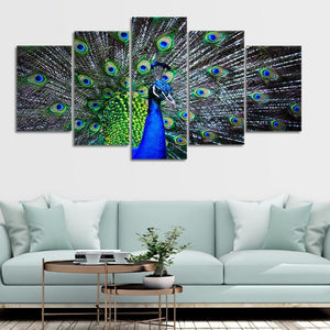 Blue Peacock Feathers Wall Art Canvas-Stunning Canvas Prints