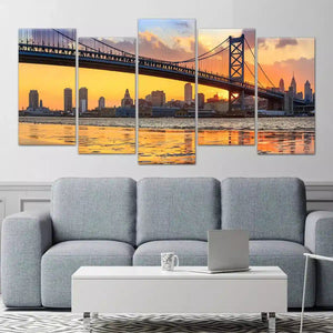 Philadelphia Skyline At Sunset Wall Art Canvas-Stunning Canvas Prints