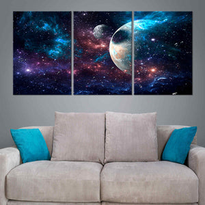 Planets And Galaxy Canvas Wall Art