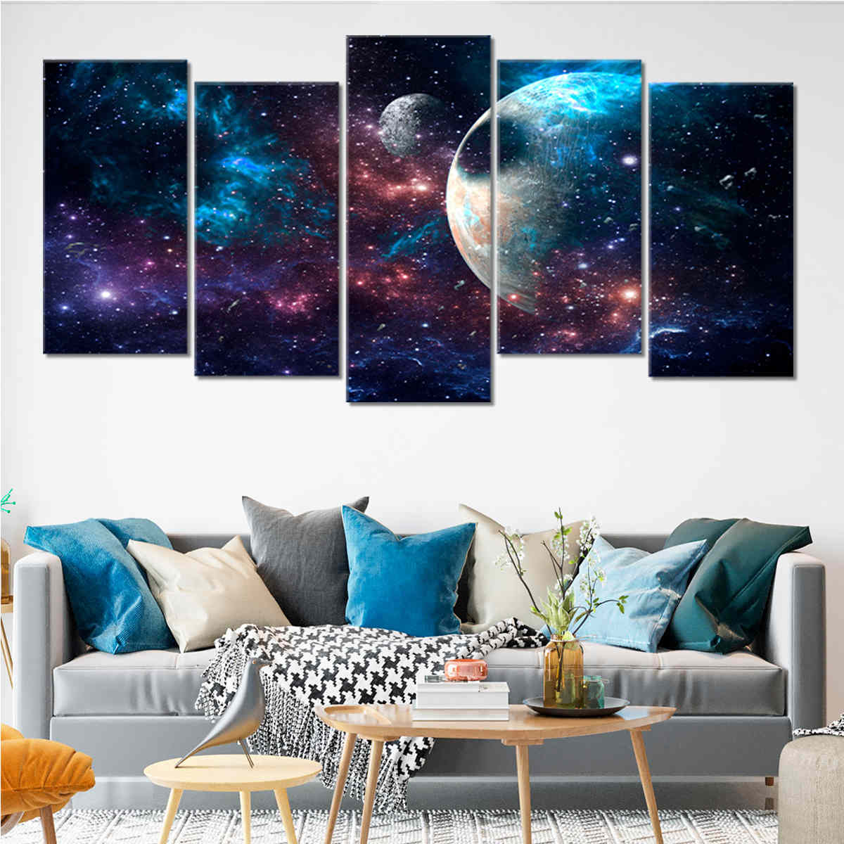 Planets And Galaxy Canvas Wall Art