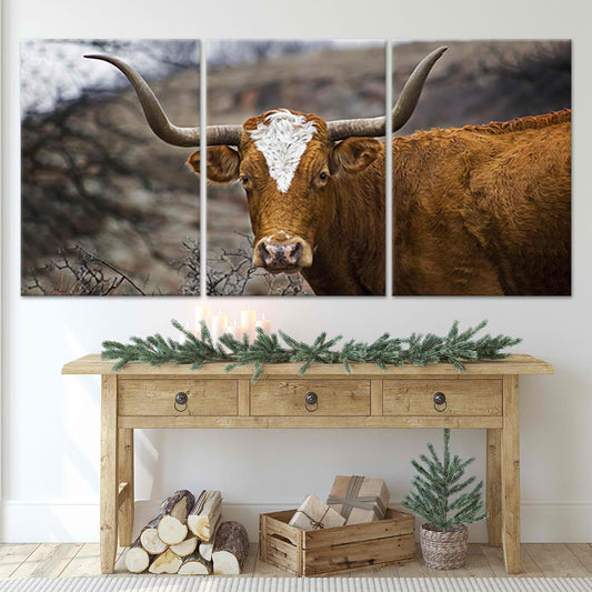 Texas Longhorn Portrait Wall Art Canvas-Stunning Canvas Prints