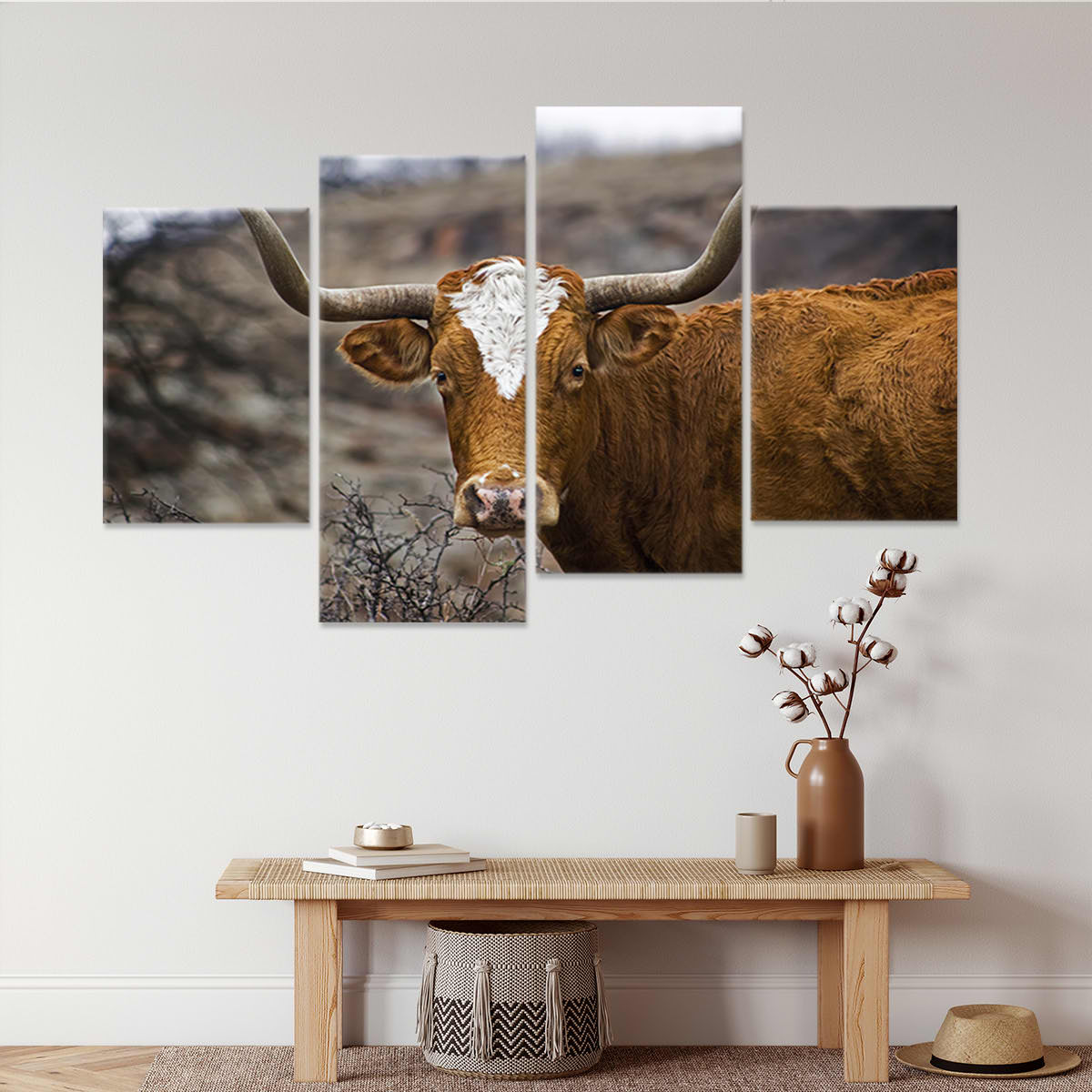 Texas Longhorn Portrait Wall Art Canvas-Stunning Canvas Prints