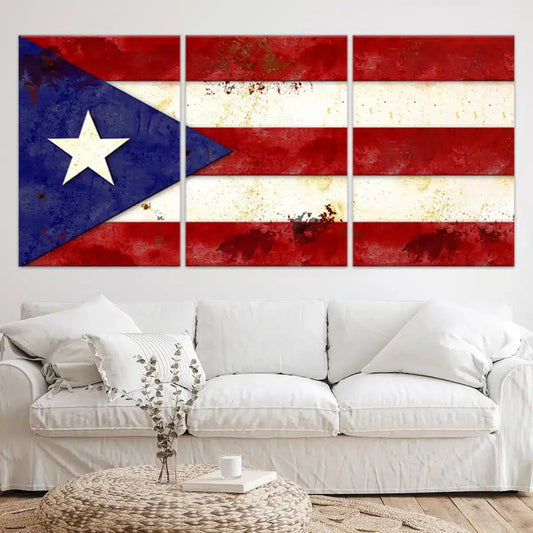 Puerto Rico Flag Wall Art Canvas Print-Stunning Canvas Prints