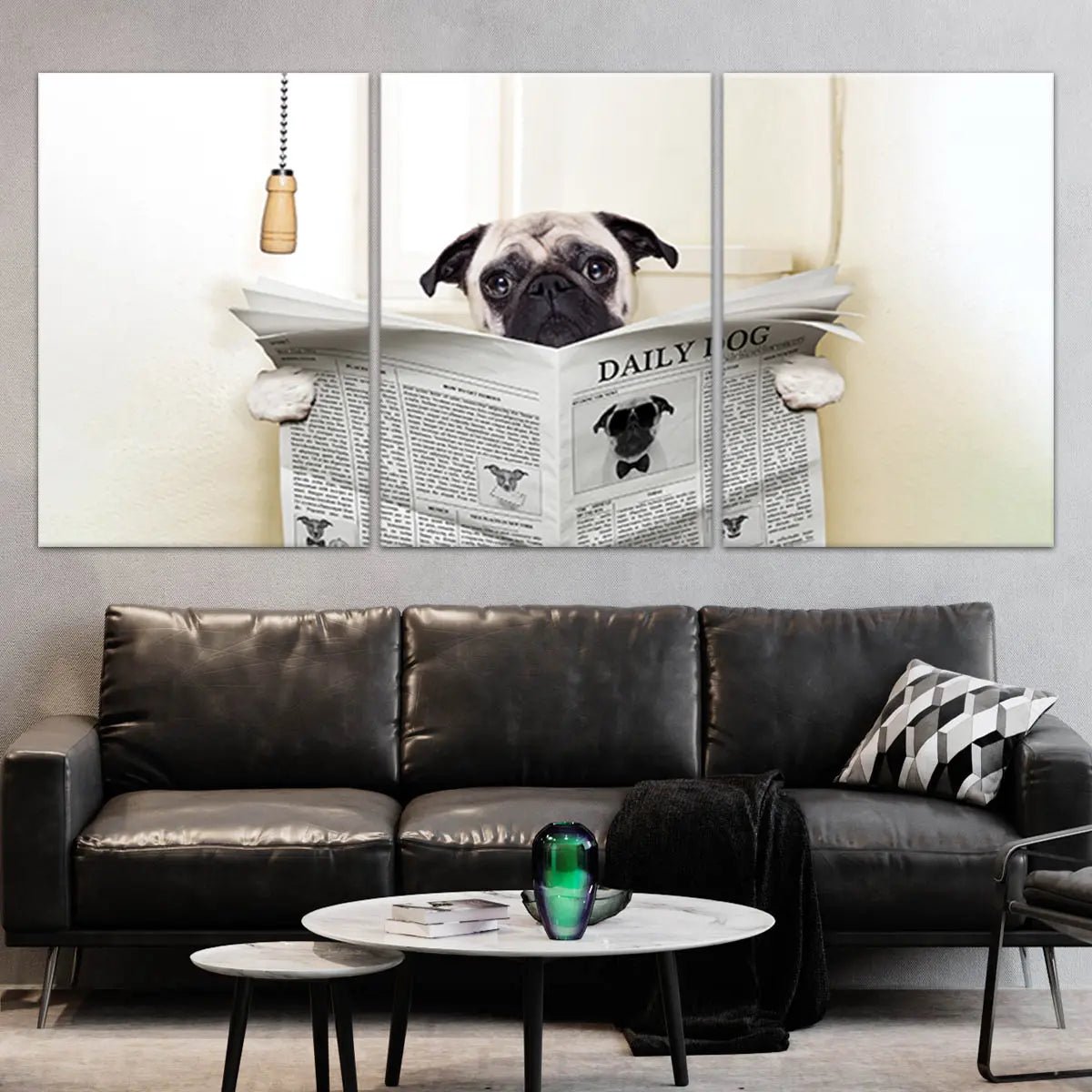 Pug Sitting On Toilet Wall Art Canvas Print-Stunning Canvas Prints