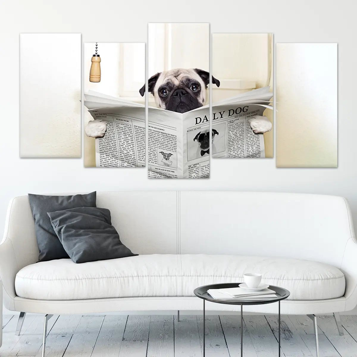 Pug Sitting On Toilet Wall Art Canvas Print-Stunning Canvas Prints