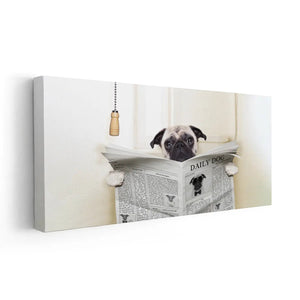 Pug Sitting On Toilet Wall Art Canvas Print-Stunning Canvas Prints