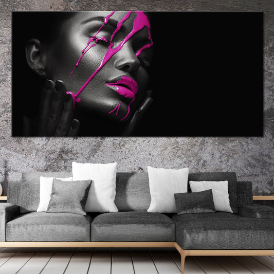 Purple Lipstick Drip Panel Canvas Wall Art 1 piece