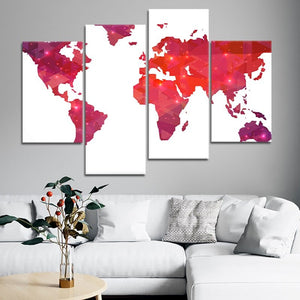 Red White World Map Wall Art-Stunning Canvas Prints