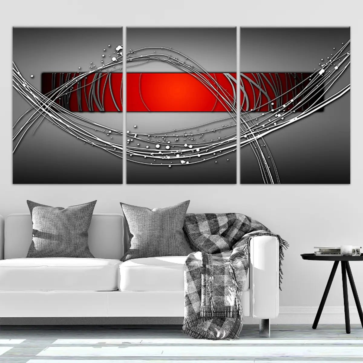 Red and Grey Abstract Wall Art For Living Room-Stunning Canvas Prints