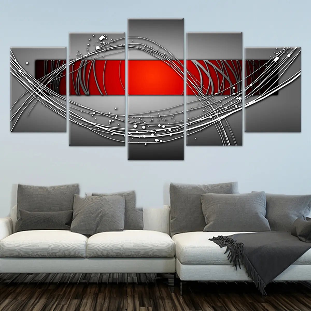 Red and Grey Abstract Wall Art For Living Room-Stunning Canvas Prints