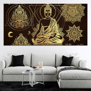 Golden Mandala Buddha Wall Art Canvas Print-Stunning Canvas Prints