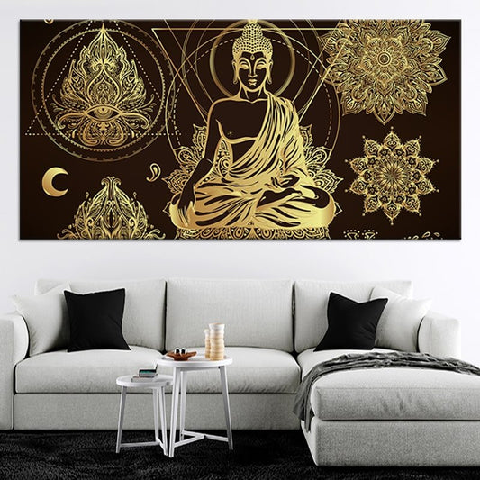 Golden Mandala Buddha Wall Art Canvas Print-Stunning Canvas Prints