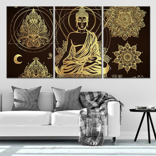 Golden Mandala Buddha Wall Art Canvas Print-Stunning Canvas Prints