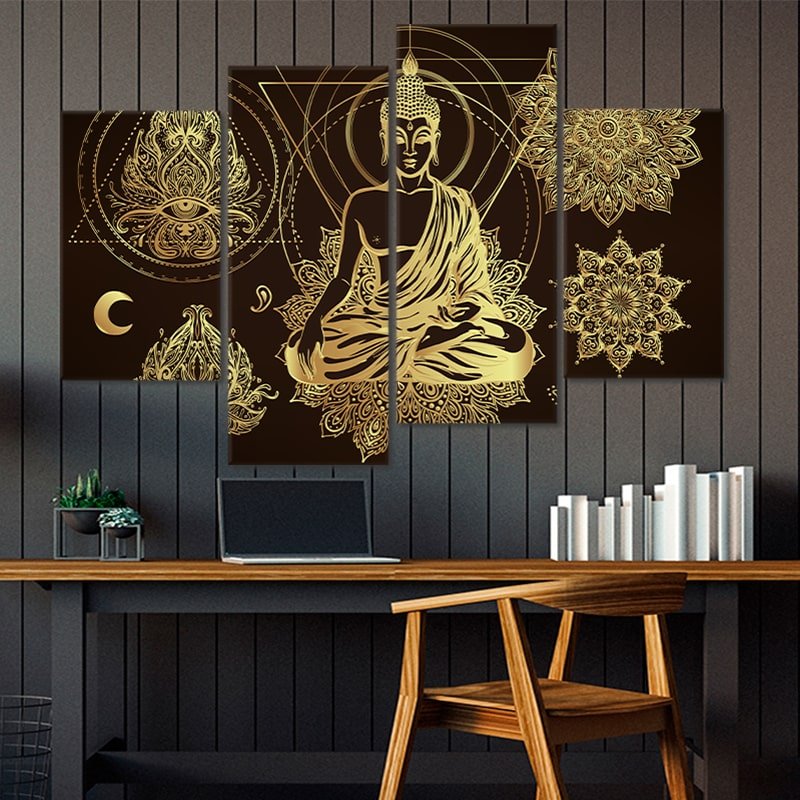 Golden Mandala Buddha Wall Art Canvas Print-Stunning Canvas Prints