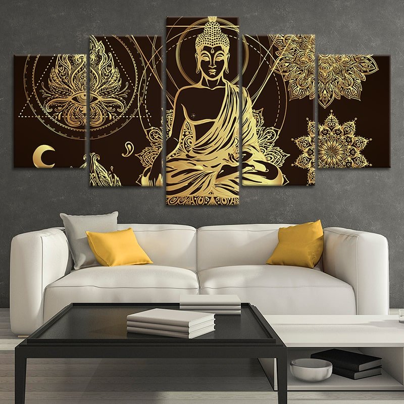 Golden Mandala Buddha Wall Art Canvas Print-Stunning Canvas Prints