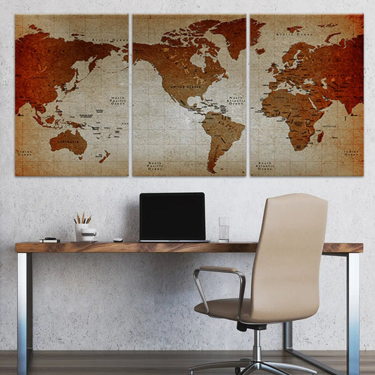 Retro World Map Wall Art Canvas Print-Stunning Canvas Prints