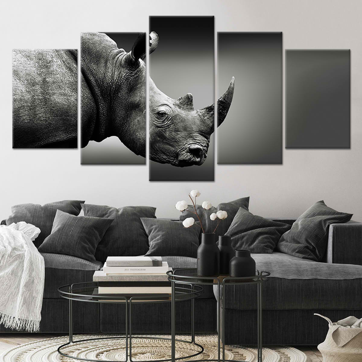 Black And White Rhino Wall Art Canvas-Stunning Canvas Prints