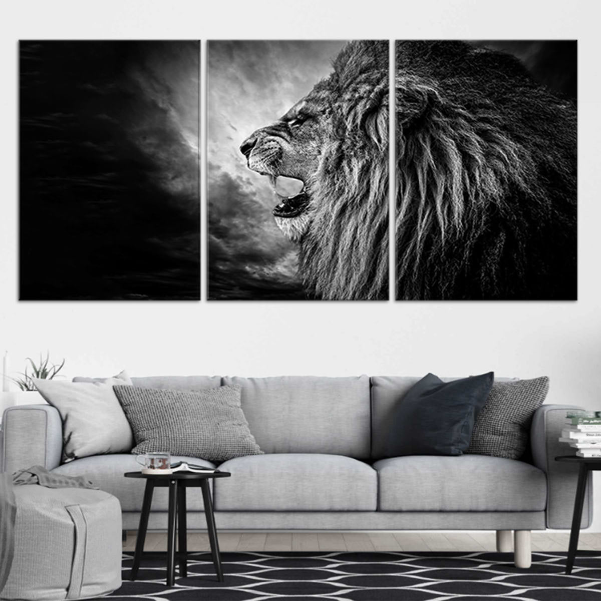 Black And White Roaring Lion Wall Art Canvas-Stunning Canvas Prints