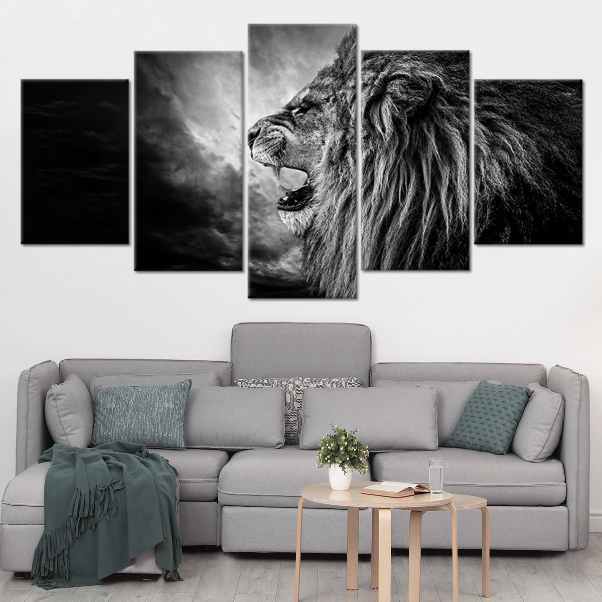 Black And White Roaring Lion Wall Art Canvas-Stunning Canvas Prints