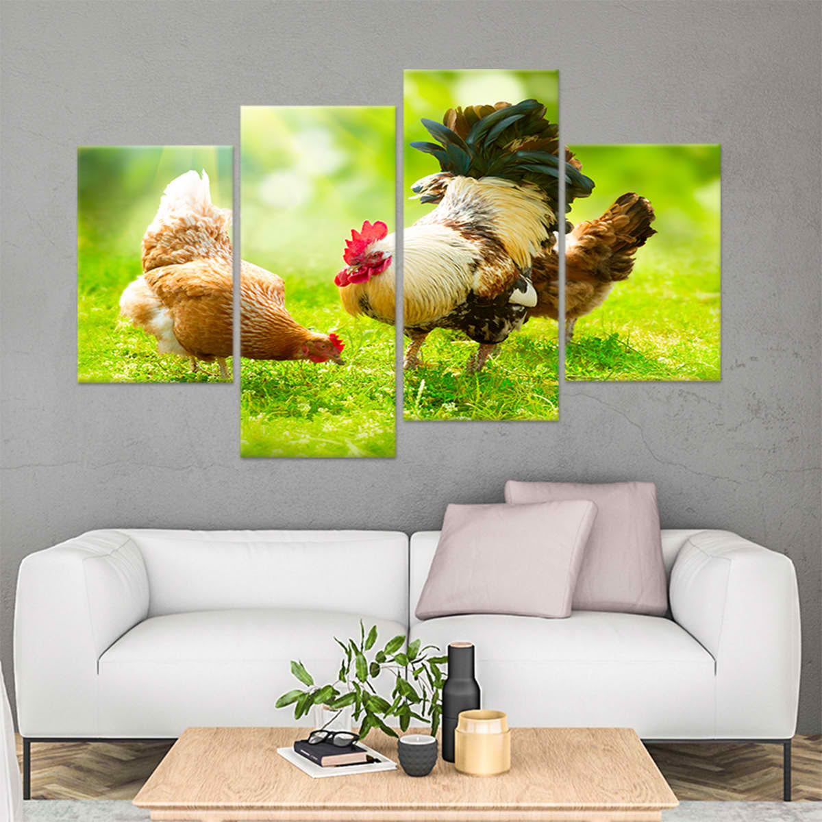 Rooster And Chicken Wall Art Canvas-Stunning Canvas Prints