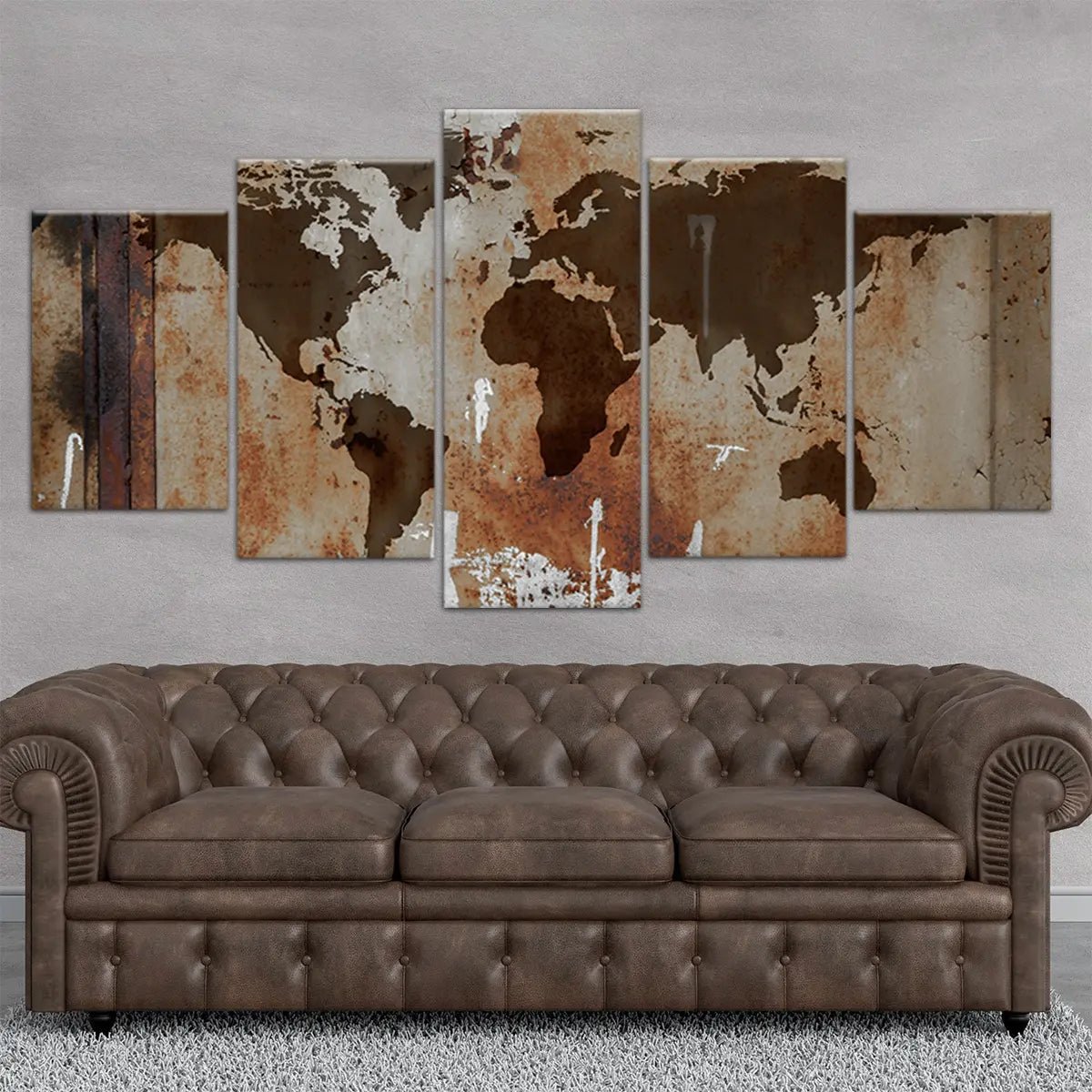 Rusty World Map Wall Art-Stunning Canvas Prints