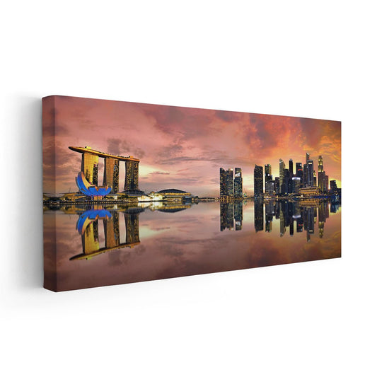 Singapore Skyline At Sunset Wall Art Canvas-Stunning Canvas Prints