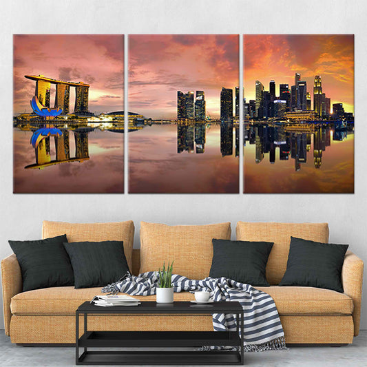 Singapore Skyline At Sunset Wall Art Canvas-Stunning Canvas Prints