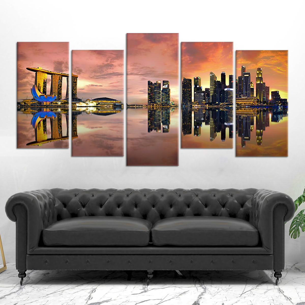 Singapore Skyline At Sunset Wall Art Canvas-Stunning Canvas Prints