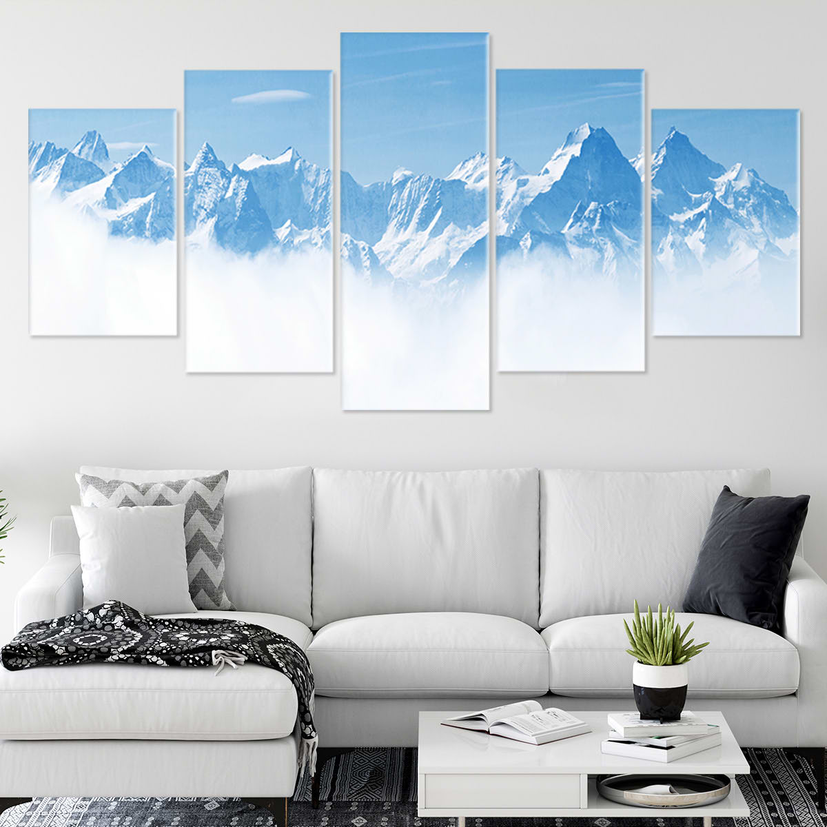 Snowy Mountain Peaks Wall Art Canvas-Stunning Canvas Prints