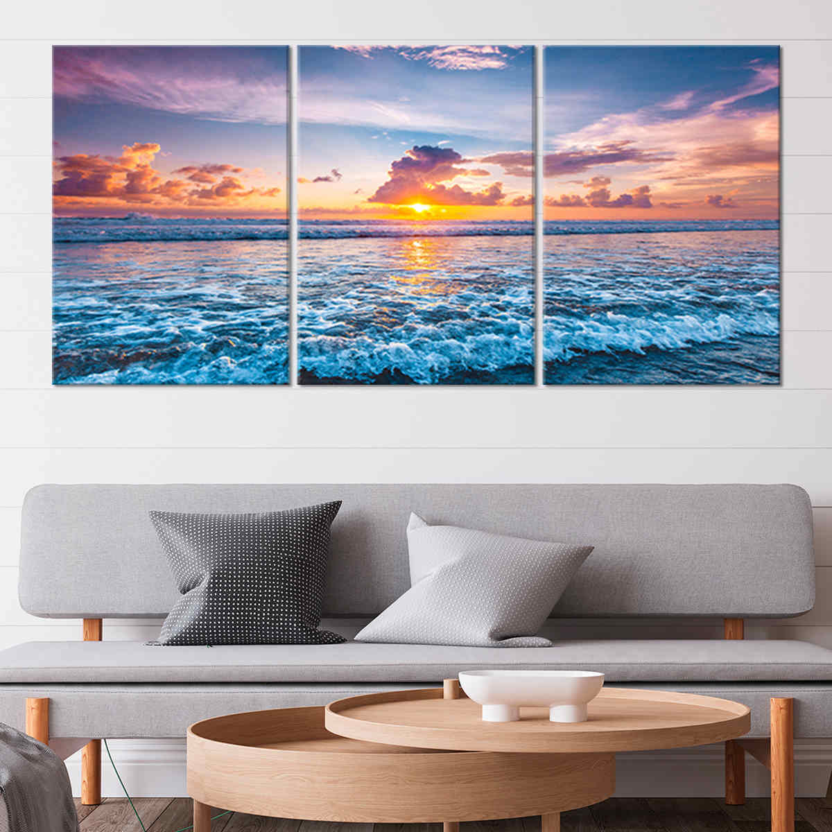 Art Wall Sunset Bay III by Steve Ainsworth 4 Piece Floater Framed Photographic Print on Canvas Set