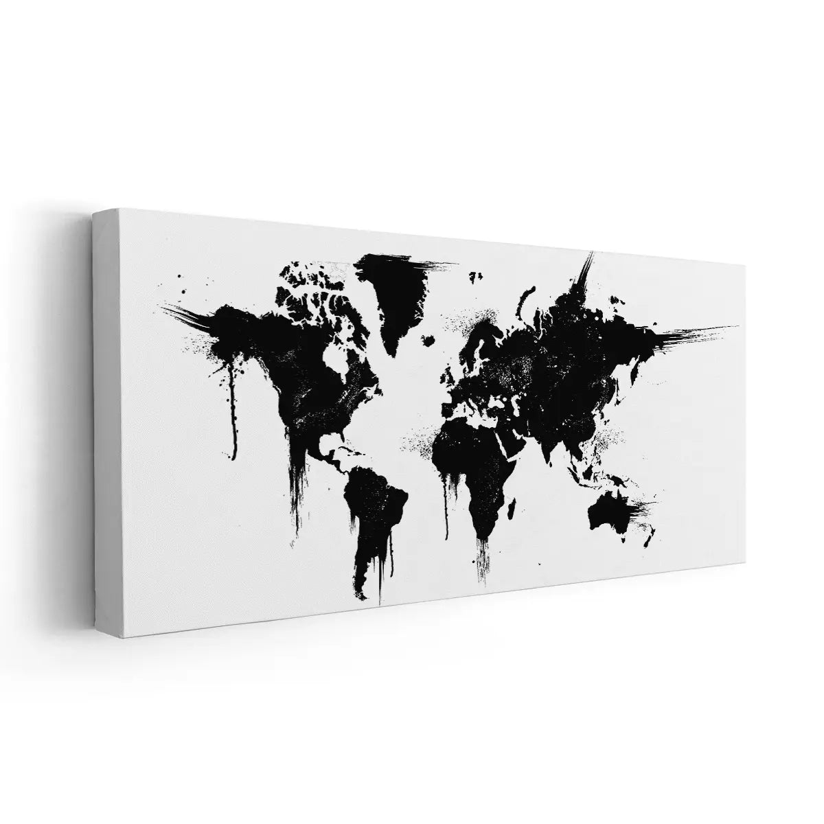 Black And White Splatter World Map Wall Art-Stunning Canvas Prints