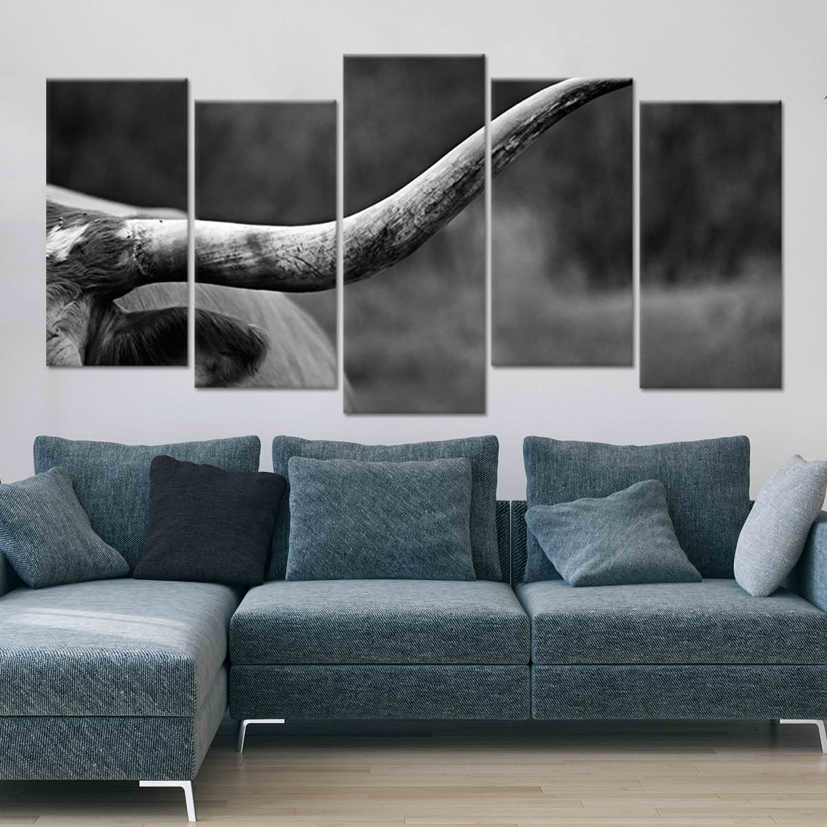 Black And White Longhorn Wall Art Canvas-Stunning Canvas Prints