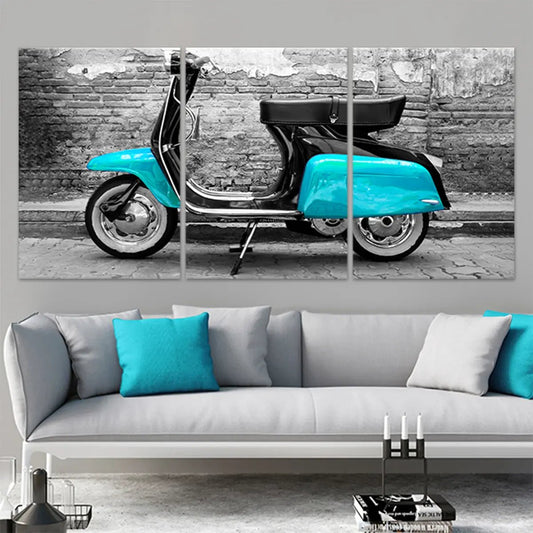 Turquoise Vespa Scooter Wall Art Canvas Print-Stunning Canvas Prints