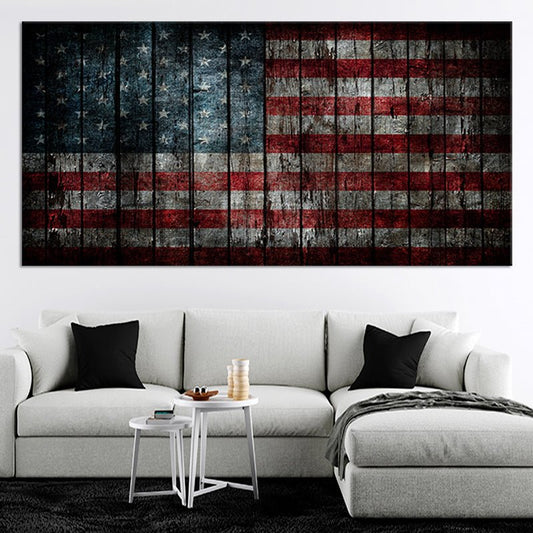 Rustic USA Flag Wall Art Canvas Print-Stunning Canvas Prints