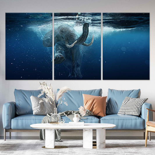 Underwater Elephant Wall Art Canvas-Stunning Canvas Prints