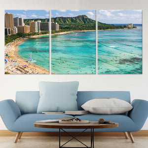 Hawaii Waikiki Beach Wall Art Canvas-Stunning Canvas Prints