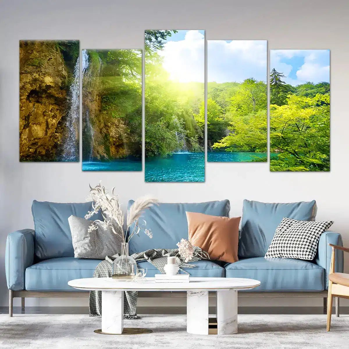 Waterfalls In Forest Wall Art Canvas-Stunning Canvas Prints