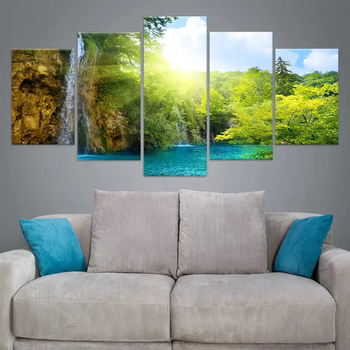 Waterfalls In Forest Wall Art Canvas-Stunning Canvas Prints