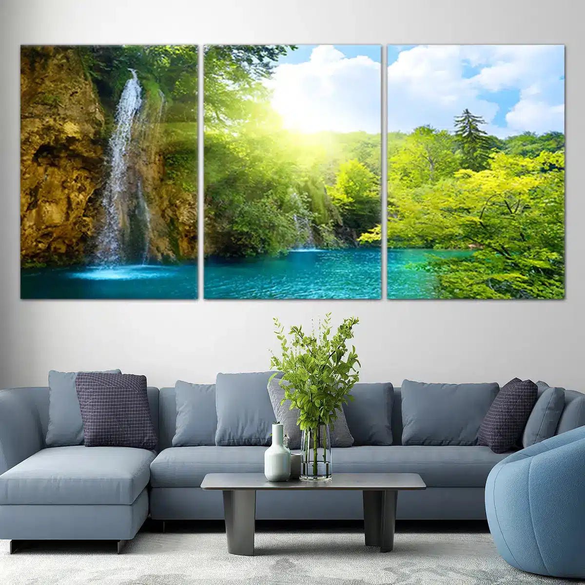 Waterfalls In Forest Wall Art Canvas-Stunning Canvas Prints